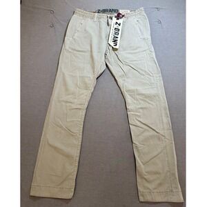 Z Brand Stiletto Fit‎ Pants 38 Mens 36x32 Beige Khakis Comfort Zip Pocketed